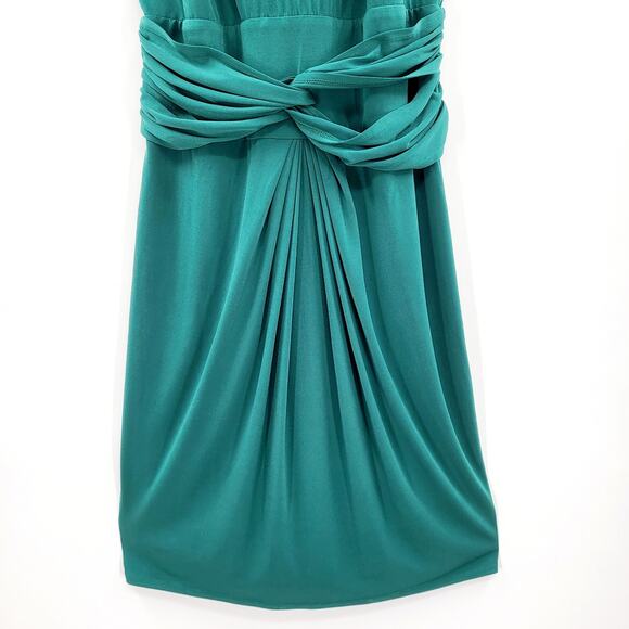 Vtg Laundry Shelli Segal Emerald Green Bodycon Sleeveless Twist Front Dress Sz 6 - Picture 5 of 11